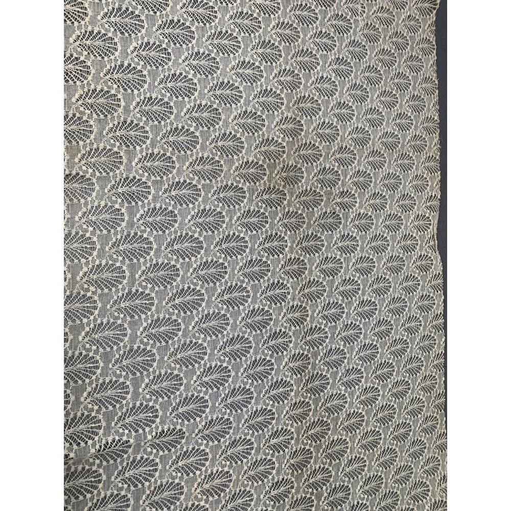 Vintage Cream Lace Fabric with Delicate Leaf Pattern